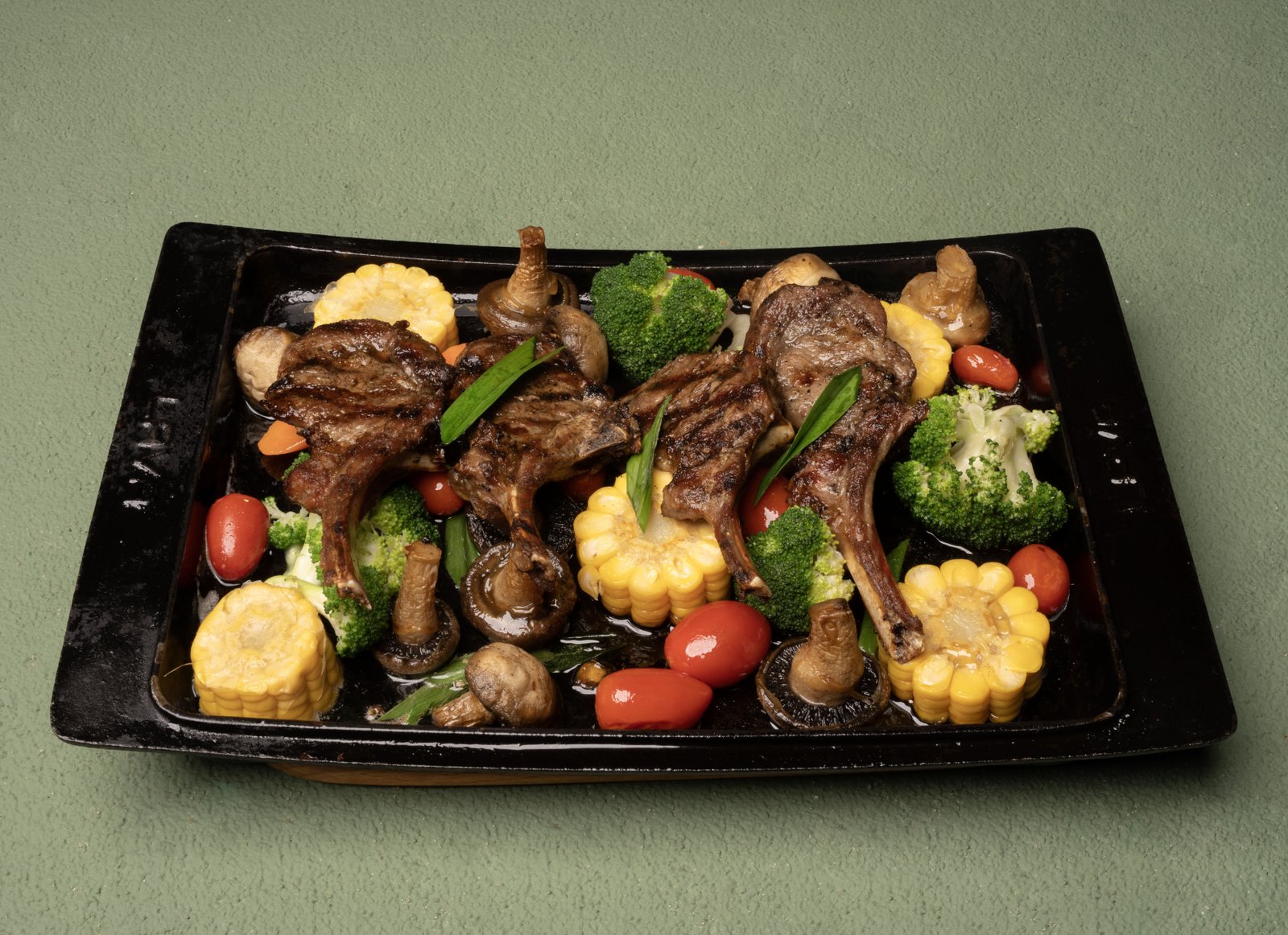 Lamb Chops BBQ Veggies